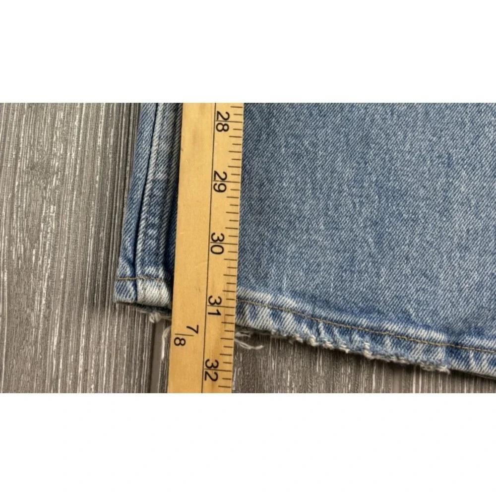 Abercrombie & Fitch 90s Straight Jeans 32/14 Side Slit Light Wash Blue Womens